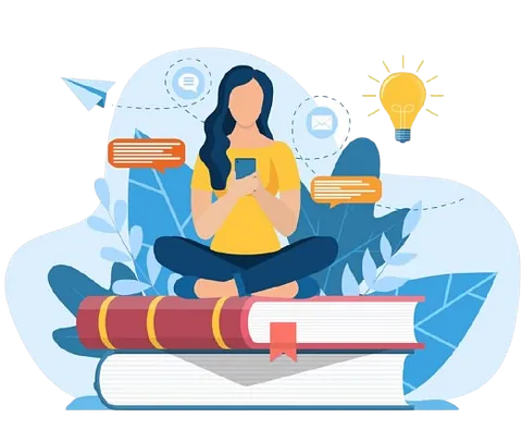 mujer sobre libros